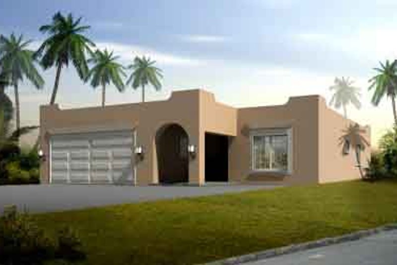 Architectural House Design - Adobe / Southwestern Exterior - Front Elevation Plan #1-1329