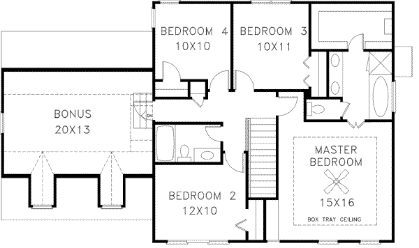 Architectural House Design - Colonial Floor Plan - Upper Floor Plan #56-146