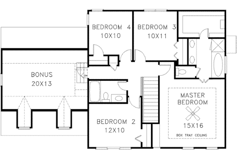 Home Plan - Floor Plan - Upper Floor for Colonial House Plan #56-146 - 4 bed, 2.5 bath