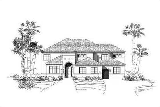 Exterior - Front Elevation for European House Plan #411-326 - 6 bed, 4 bath