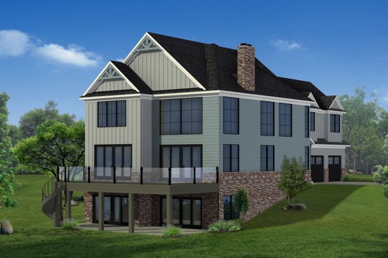 Exterior - Rear Elevation for Craftsman House Plan #1057-30 - 5 bed, 4.5 bath