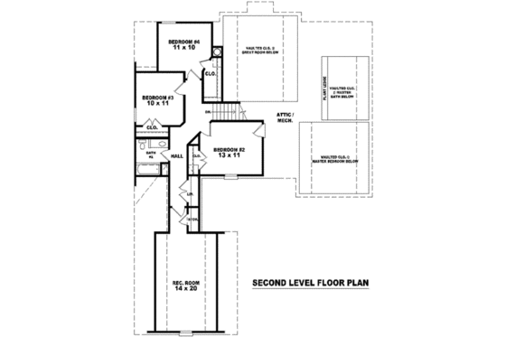 Floor Plan - Upper Floor for European House Plan #81-880 - 4 bed, 2.5 bath