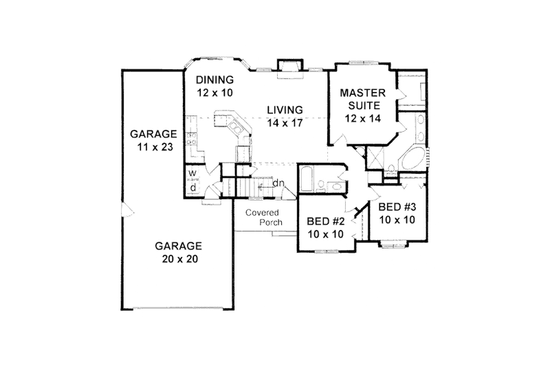 Dream House Plan - Floor Plan - Main Floor for Ranch House Plan #58-207 - 3 bed, 2 bath