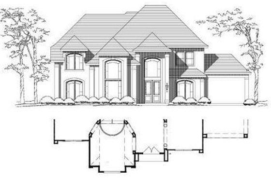 Exterior - Front Elevation for European House Plan #411-791 - 5 bed, 3.5 bath