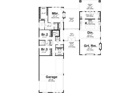 Floor Plan - Main Floor for Modern House Plan #455-382 - 3 bed, 2.5 bath