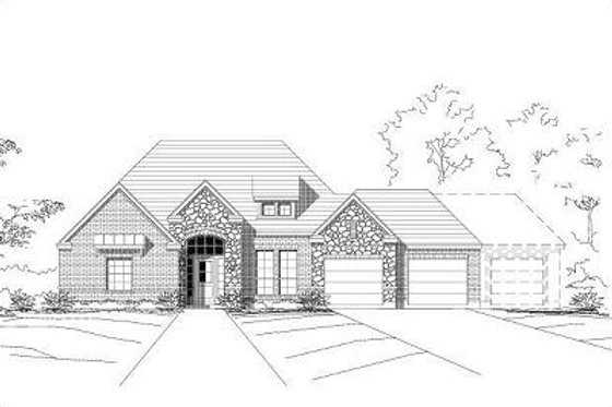 Exterior - Front Elevation for European House Plan #411-483 - 4 bed, 3 bath