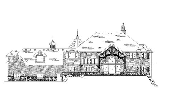 Exterior - Rear Elevation for European House Plan #5-447 - 8 bed, 7.5 bath