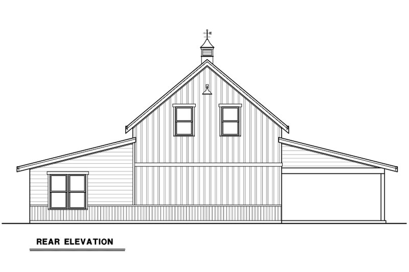 House Design - Exterior - Rear Elevation for Farmhouse House Plan #1070-201 - 1 bed, 1 bath
