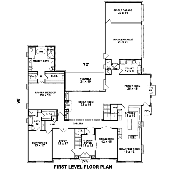 Colonial Floor Plan - Main Floor Plan #81-1656