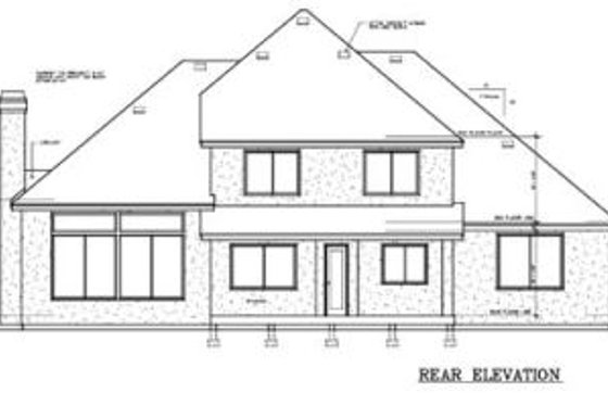 Exterior - Rear Elevation for European House Plan #100-228 - 4 bed, 2.5 bath