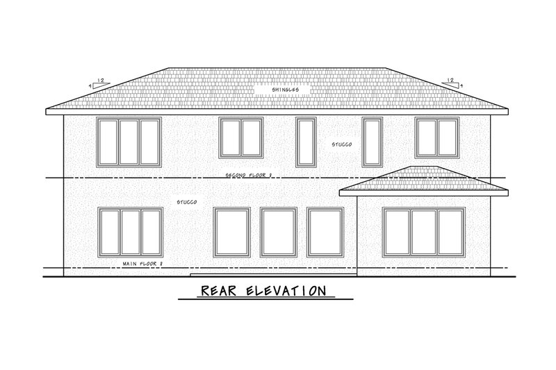 Home Plan - Exterior - Rear Elevation for Modern House Plan #20-2502 - 4 bed, 3.5 bath