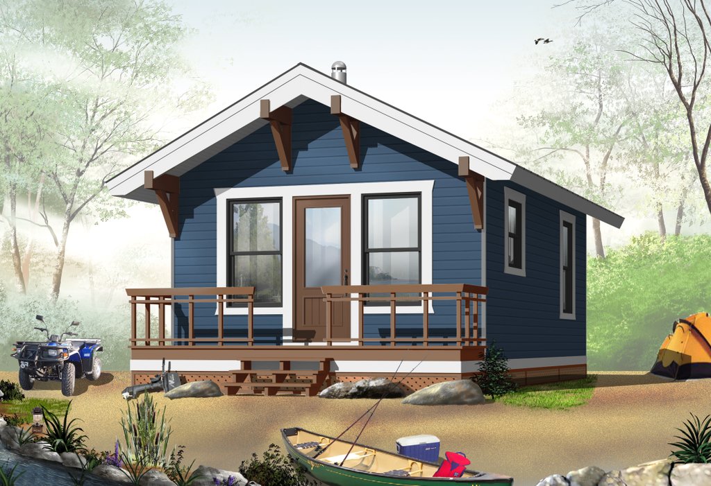 Cottage Style House Plan - 1 Beds 1 Baths 384 Sq/Ft Plan #23-2288