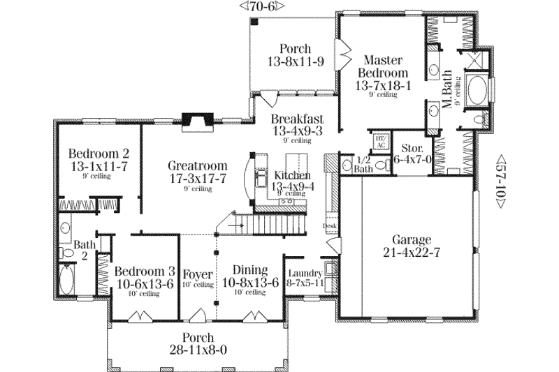 Dream House Plan - Floor Plan - Main Floor for Southern House Plan #406-117 - 4 bed, 3.5 bath