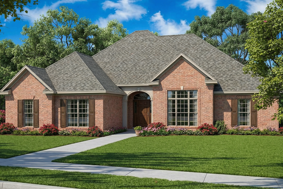 Exterior - Front Elevation 3 for European House Plan #17-145 - 3 bed, 2.5 bath