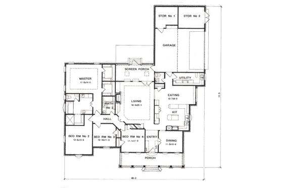 Floor Plan - Main Floor for Colonial House Plan #15-129 - 4 bed, 2.5 bath