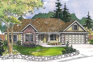 Ranch Exterior - Front Elevation Plan #124-1139