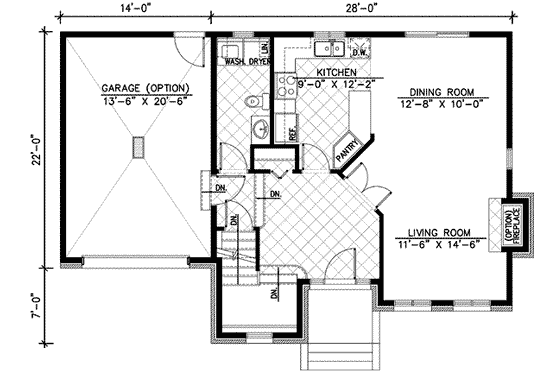 Floor Plan - Main Floor for European House Plan #138-139 - 3 bed, 1.5 bath