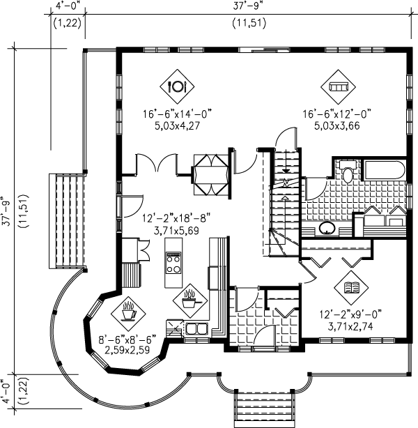 House Blueprint - Victorian Floor Plan - Main Floor Plan #25-282
