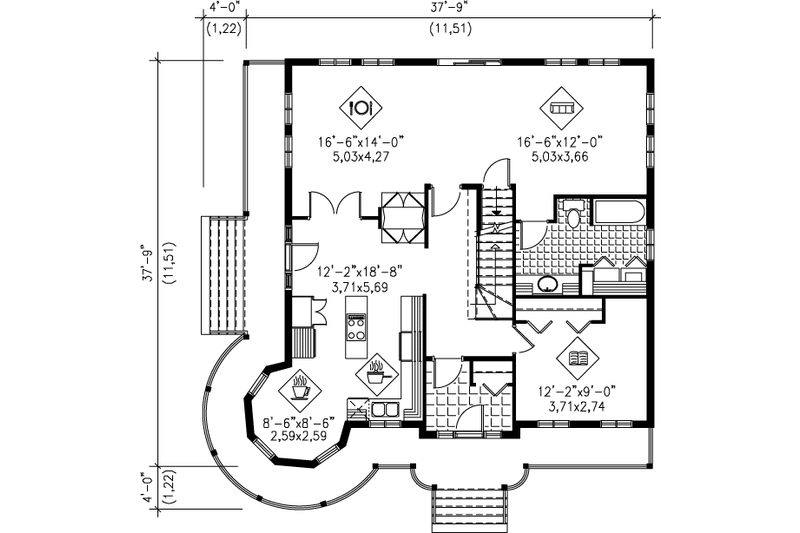 Dream House Plan - Floor Plan - Main Floor for Victorian House Plan #25-282 - 3 bed, 3 bath