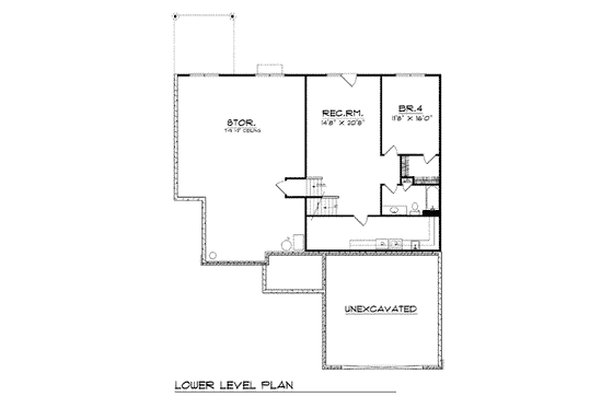 Floor Plan - Lower Floor for Traditional House Plan #70-776 - 4 bed, 3.5 bath