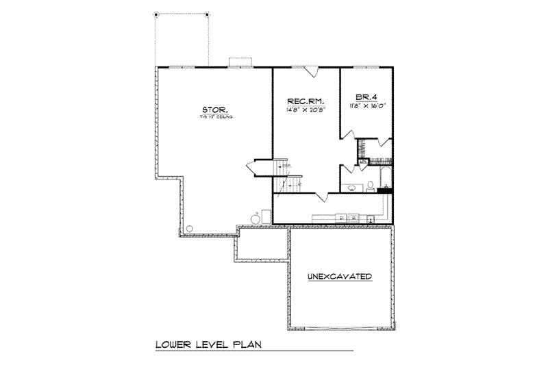 House Blueprint - Floor Plan - Lower Floor for Traditional House Plan #70-776 - 4 bed, 3.5 bath