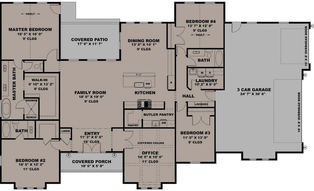 Floor Plan - Main Floor for Craftsman House Plan #1111-47 - 4 bed, 3 bath