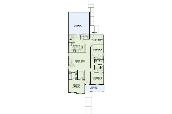 Floor Plan - Main Floor for Traditional House Plan #17-126 - 3 bed, 2 bath