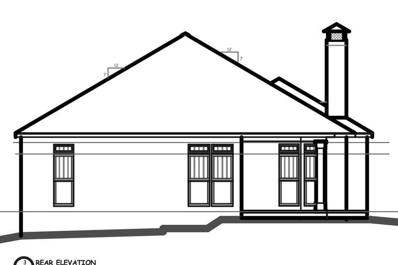 House Plan Design - Exterior - Rear Elevation for Ranch House Plan #30-148 - 3 bed, 2 bath