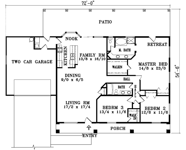 Architectural House Design - Mediterranean Floor Plan - Main Floor Plan #1-1393
