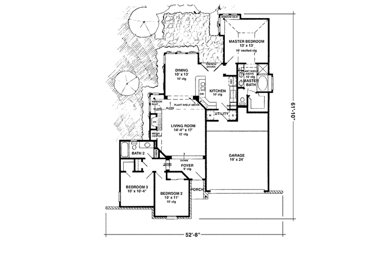 Architectural House Design - Floor Plan - Main Floor for European House Plan #410-253 - 3 bed, 2 bath