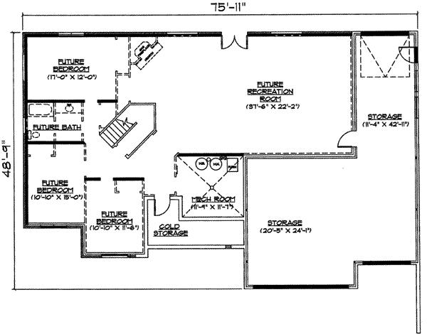 Dream House Plan - Traditional Floor Plan - Lower Floor Plan #5-129