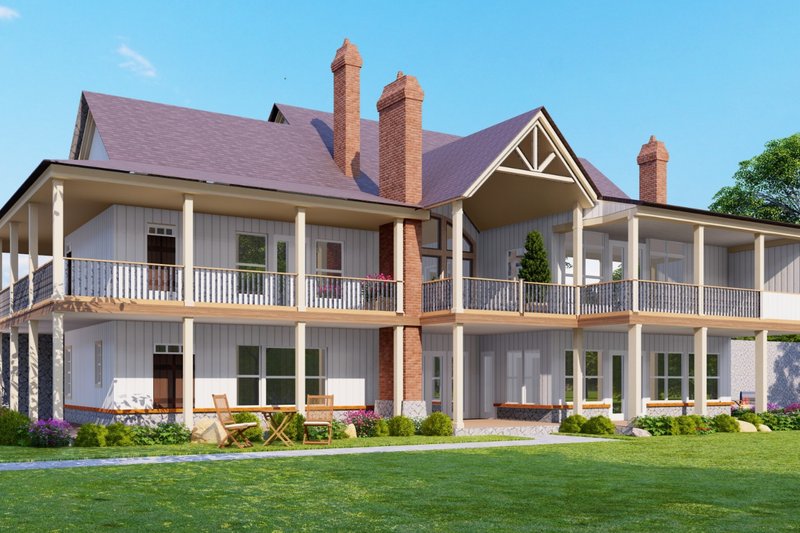 House Blueprint - Exterior - Rear Elevation 1 for Traditional House Plan #54-427 - 5 bed, 4.5 bath