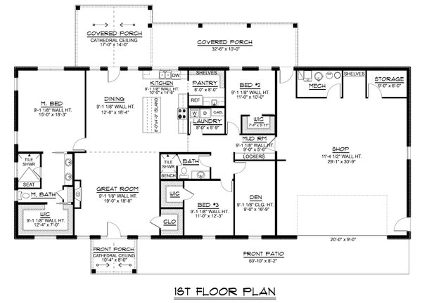 Home Plan - Floor Plan - Main Floor for Craftsman House Plan #1064-468 - 3 bed, 2 bath