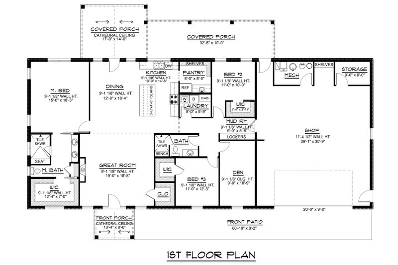 Home Plan - Floor Plan - Main Floor for Craftsman House Plan #1064-468 - 3 bed, 2 bath
