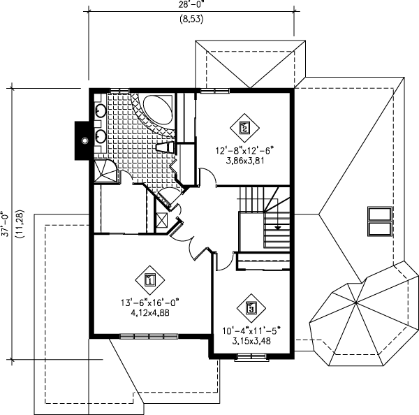Architectural House Design - Traditional Floor Plan - Upper Floor Plan #25-2058