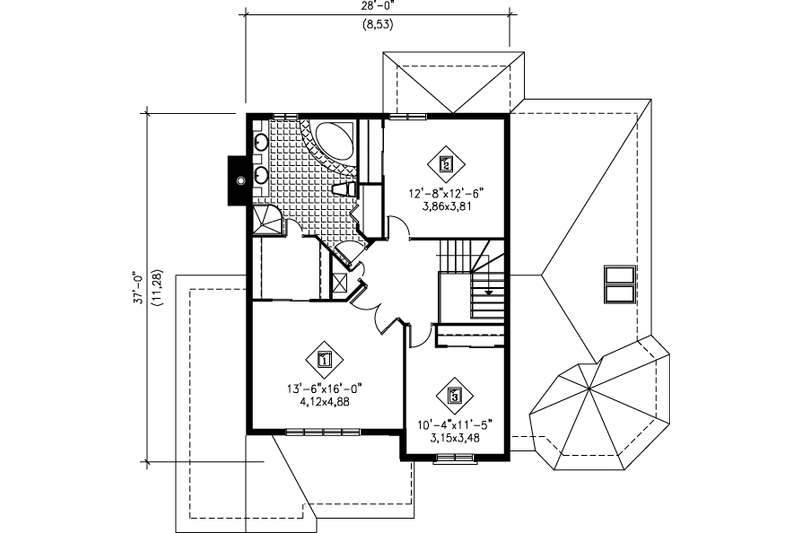 Dream House Plan - Floor Plan - Upper Floor for Traditional House Plan #25-2058 - 3 bed, 1.5 bath