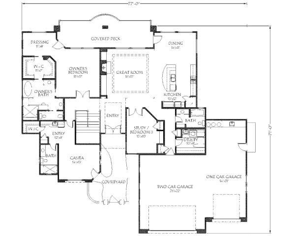 Adobe / Southwestern Floor Plan - Main Floor Plan #24-273