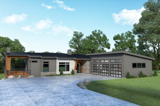 Exterior - Front Elevation 1 for Contemporary House Plan #1070-161 - 4 bed, 2.5 bath