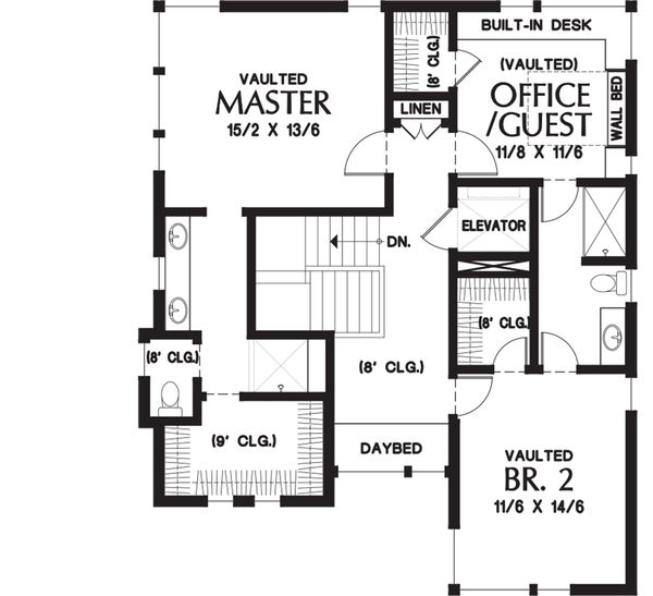 Contemporary Floor Plan - Upper Floor Plan #48-656