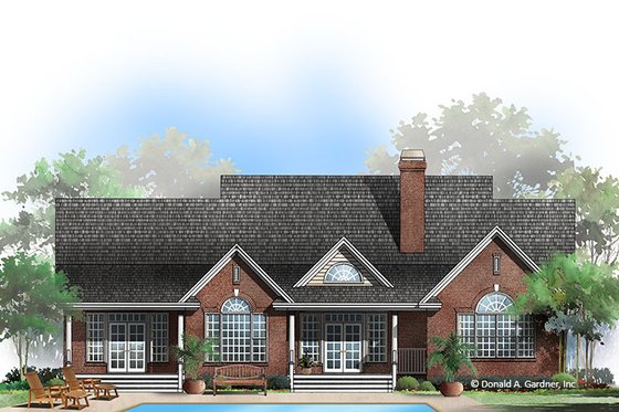 Exterior - Rear Elevation for Country House Plan #929-354 - 3 bed, 2.5 bath