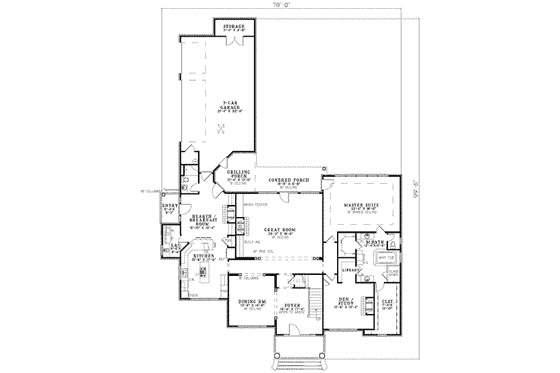 Floor Plan - Main Floor for Colonial House Plan #17-641 - 3 bed, 4.5 bath