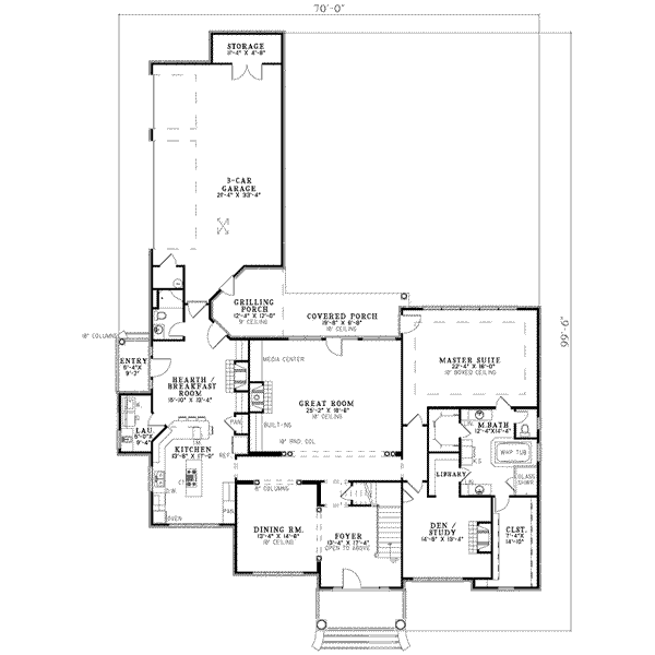 Architectural House Design - Colonial Floor Plan - Main Floor Plan #17-641