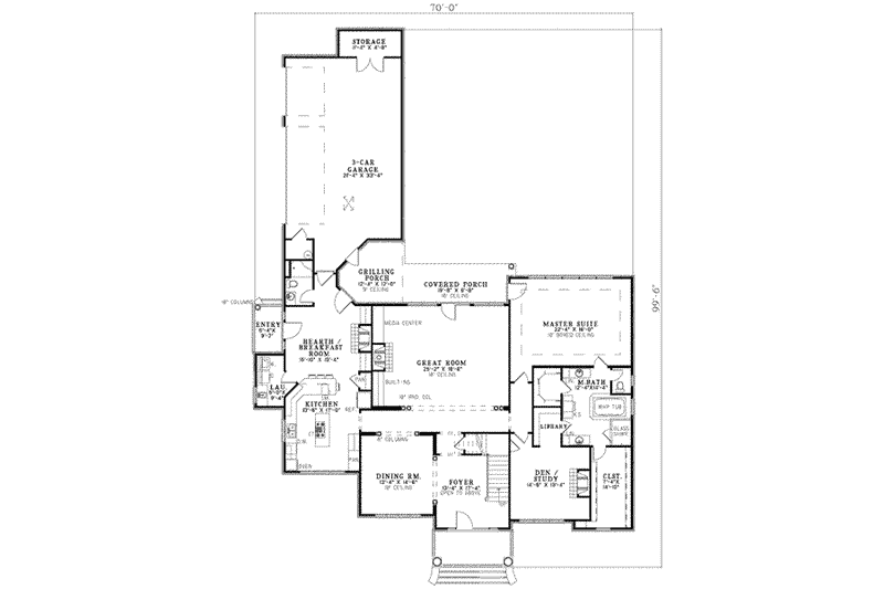 Home Plan - Floor Plan - Main Floor for Colonial House Plan #17-641 - 3 bed, 4.5 bath