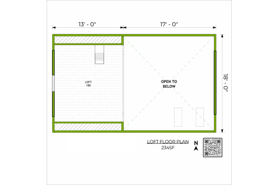 Floor Plan - Upper Floor for Modern House Plan #1106-2 - 1 bed, 1 bath