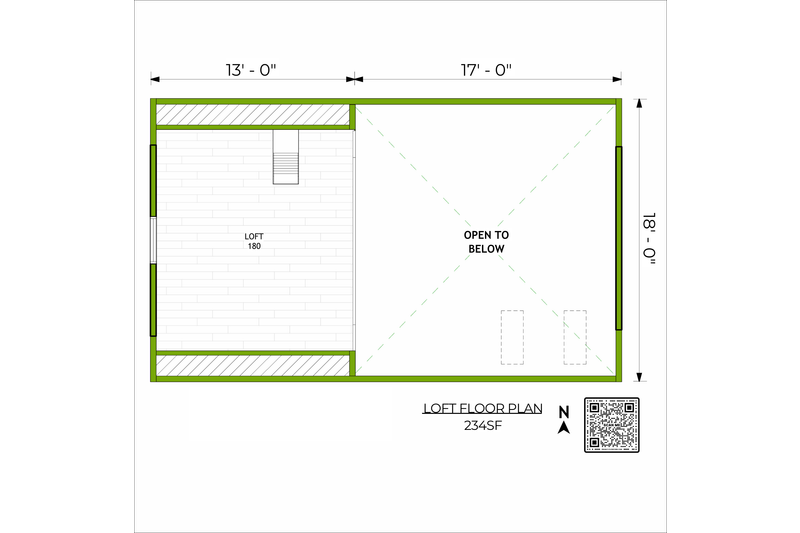 Architectural House Design - Floor Plan - Upper Floor for Modern House Plan #1106-2 - 1 bed, 1 bath