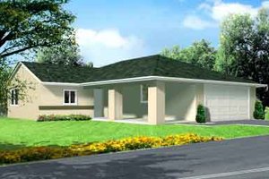 House Blueprint - Adobe / Southwestern Exterior - Front Elevation Plan #1-1051