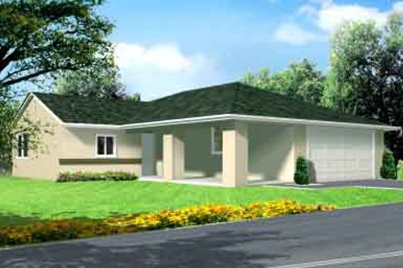 Architectural House Design - Adobe / Southwestern Exterior - Front Elevation Plan #1-1051