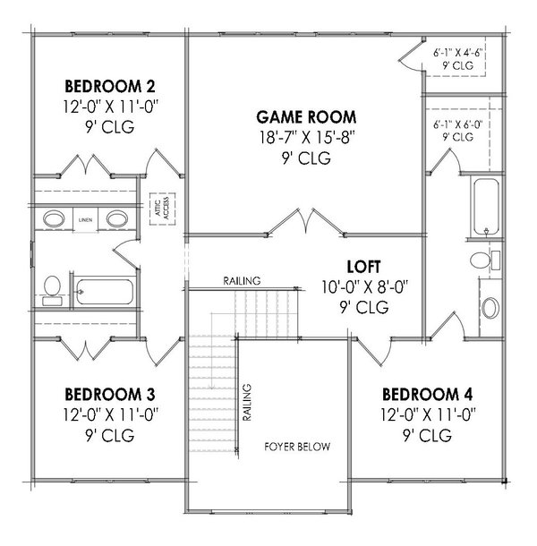 House Blueprint - Farmhouse Floor Plan - Upper Floor Plan #1096-47