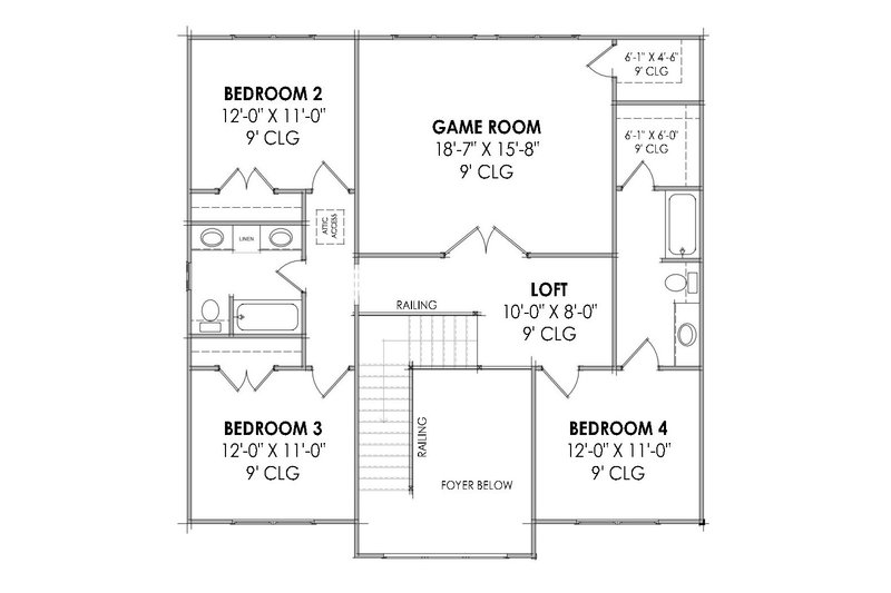 House Design - Floor Plan - Upper Floor for Farmhouse House Plan #1096-47 - 4 bed, 3.5 bath