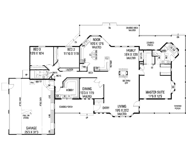 Ranch Floor Plan - Main Floor Plan #60-604